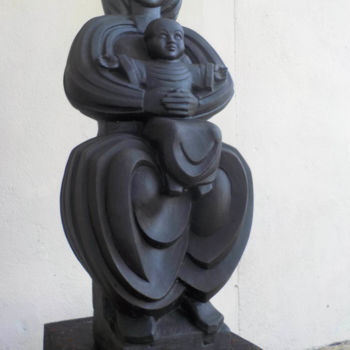 Sculpture intitulée "vierge à l'enfant" par Olivier Hebert, Œuvre d'art originale
