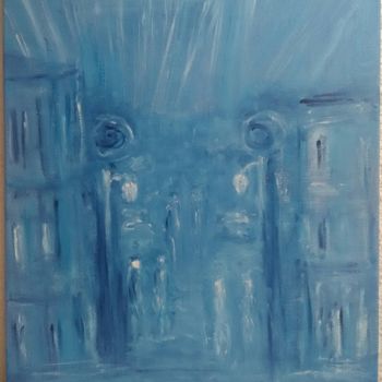 Painting titled "Azur" by Taous Hammouche, Original Artwork, Oil