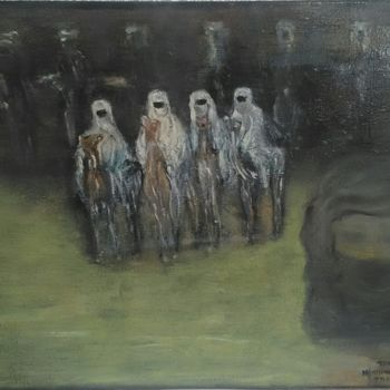 Painting titled "Les touaregs" by Taous Hammouche, Original Artwork, Oil