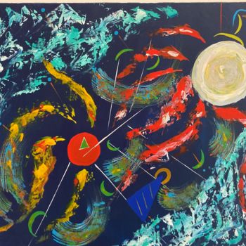 Painting titled "Météorite Lunaire" by A.Pages-Bailly, Original Artwork, Acrylic