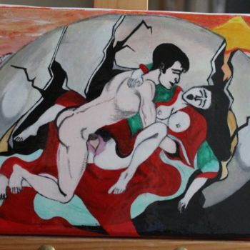 Painting titled "L'Origine" by A.Pages-Bailly, Original Artwork, Acrylic