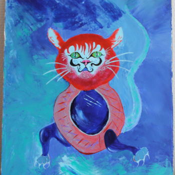 Painting titled "Le Chat Légendaire" by A.Pages-Bailly, Original Artwork, Acrylic