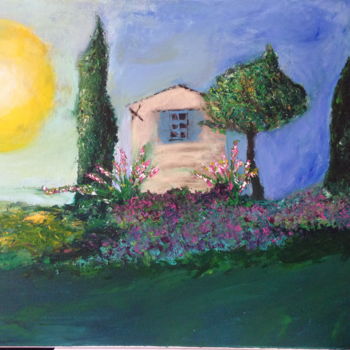 Schilderij getiteld "Mas des Cévennes" door A.Pages-Bailly, Origineel Kunstwerk, Acryl