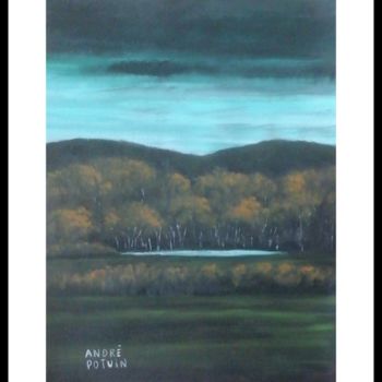 Peinture intitulée "Vur sur l'étang" par André Potvin, Œuvre d'art originale, Acrylique