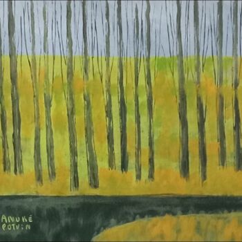 Painting titled "Rangée d'arbres" by André Potvin, Original Artwork, Acrylic