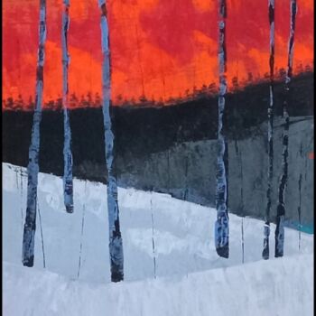 Painting titled "Rougeur d'hiver" by André Potvin, Original Artwork, Acrylic