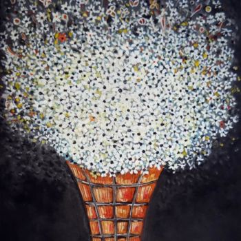 Pintura titulada "Flores Blancas-Whit…" por Antonio Perez Bornot, Obra de arte original, Oleo