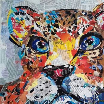 Collages intitolato "Leopardo" da Ana Almeida, Opera d'arte originale, Collages
