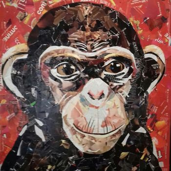 Collagen mit dem Titel "Monkey" von Ana Almeida, Original-Kunstwerk, Collagen
