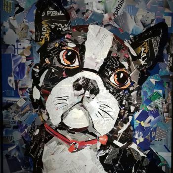 Collages titulada "chien" por Ana Almeida, Obra de arte original, Collages