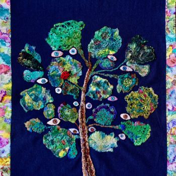 Textile Art titled "regard-darbre-bis.j…" by Apignat, Original Artwork