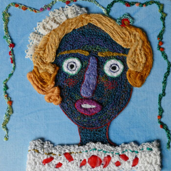 Art textile intitulée "Anika" par Apignat, Œuvre d'art originale, Broderie Monté sur Carton