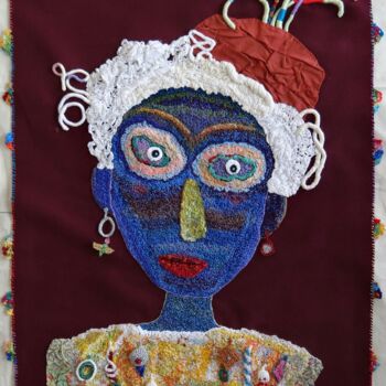 Art textile intitulée "MLa Belle médaillée" par Apignat, Œuvre d'art originale, Broderie