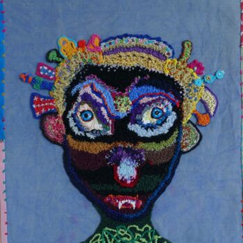 纺织艺术 标题为“Grrrr...!” 由Apignat, 原创艺术品, 刺绣