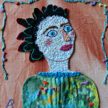 Textile Art titled "Prospero" by Apignat, Original Artwork, Embroidery Mounted on Cardboard