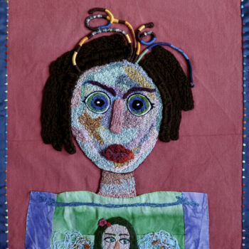 Art textile intitulée "Corazón" par Apignat, Œuvre d'art originale, Broderie