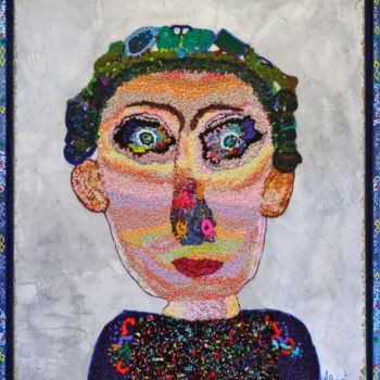 Art textile intitulée "le-garcon-aux-cheve…" par Apignat, Œuvre d'art originale