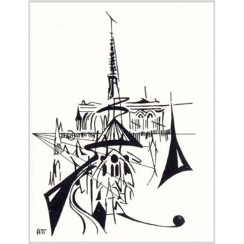 Zeichnungen mit dem Titel "Cathédrale" von Alexandre Podgorny, Original-Kunstwerk, Andere