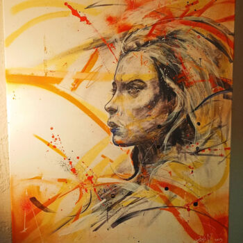 Painting titled "Fantôme" by Apogée, Original Artwork, Acrylic Mounted on Wood Stretcher frame