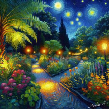 Arte digital titulada "Noche de Verano en…" por Apolini Art., Obra de arte original, Pintura Digital