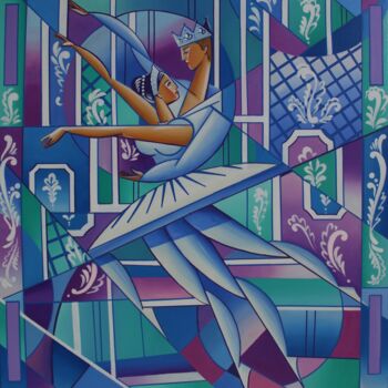 Painting titled "№ 00175	«Ballet»" by Apollonas Soben, Original Artwork, Oil Mounted on Wood Stretcher frame