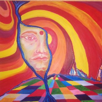 Картина под названием "Медитация в шестой…" - Павел Пузырь, Подлинное произведение искусства, Масло