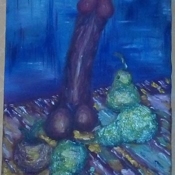 Картина под названием "Натюрморт с грушами" - Павел Пузырь, Подлинное произведение искусства, Масло