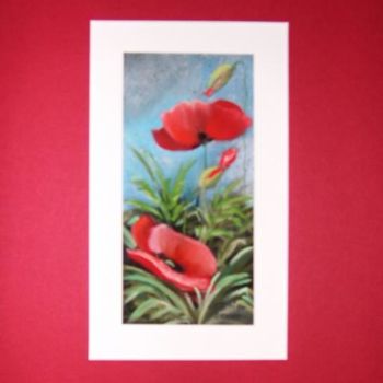 Drawing titled "Deux coquelicots" by Annick Potier, Original Artwork, Other