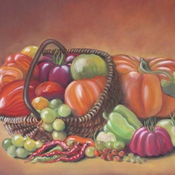 Drawing titled "Citrouille, tomates…" by Annick Potier, Original Artwork, Other