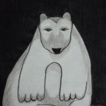 Painting titled "White Bear With Fun…" by Catherine Meyers, Original Artwork