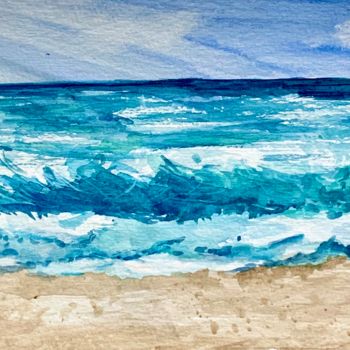Malerei mit dem Titel "Ocean Waves" von Aprajita Lal, Original-Kunstwerk, Aquarell