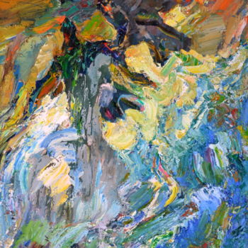 Painting titled "FLOOD \ Над стихией." by Aharon Aaron April April, Original Artwork, Oil Mounted on Wood Stretcher frame