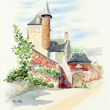 Peinture intitulée "Château-de-Maussac,…" par Guy Le Coz, Œuvre d'art originale, Huile