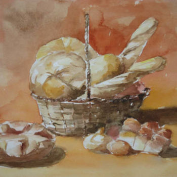 Pintura intitulada "Les pains" por Jacqueline De Streel, Obras de arte originais
