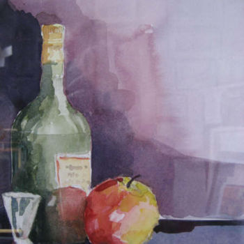 Malerei mit dem Titel "La Pomme Rouge" von Jacqueline De Streel, Original-Kunstwerk