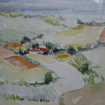 Peinture intitulée "Village vu de Ségur…" par Jacqueline De Streel, Œuvre d'art originale