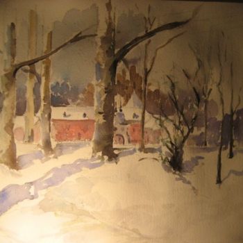 Pintura titulada "L'hiver, Tillier" por Jacqueline De Streel, Obra de arte original