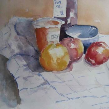 Peinture intitulée "Confiture, pommes." par Jacqueline De Streel, Œuvre d'art originale