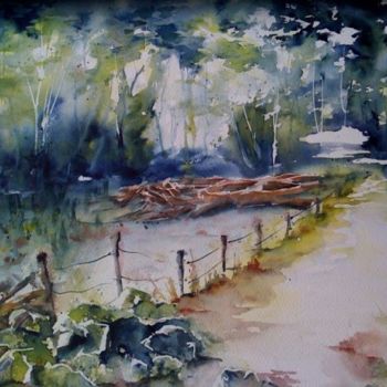 Painting titled "chemin de campagne" by Florence Fournier Rochard, Original Artwork