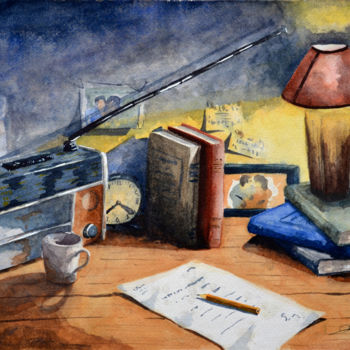 Schilderij getiteld "La Vielle Radio" door Dominique Serusier, Origineel Kunstwerk, Aquarel