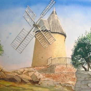 Ζωγραφική με τίτλο "Moulin d Collioure" από Paco Cabrera, Αυθεντικά έργα τέχνης