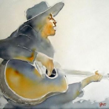 Ζωγραφική με τίτλο "guitariste" από Paco Cabrera, Αυθεντικά έργα τέχνης