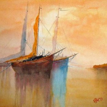Pittura intitolato "soleil levant" da Paco Cabrera, Opera d'arte originale