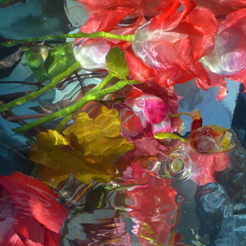 Photographie intitulée "tulipes et iris" par Aquartistiq, Œuvre d'art originale, Photographie numérique