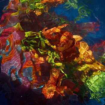 Photographie intitulée "bignones et tissus 2" par Aquartistiq, Œuvre d'art originale, Photographie numérique