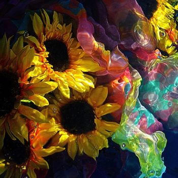 Fotografía titulada "tournesol / foulard" por Aquartistiq, Obra de arte original, Fotografía digital