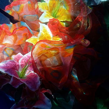 Photographie intitulée "lys et foulards" par Aquartistiq, Œuvre d'art originale, Photographie numérique