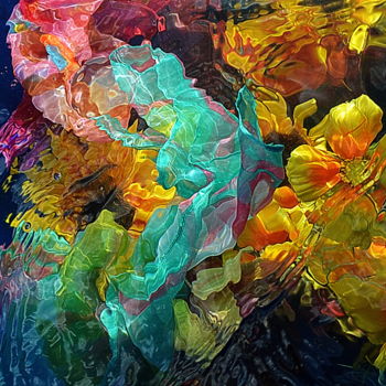 Photographie intitulée "fleurs et. foulards." par Aquartistiq, Œuvre d'art originale, Photographie numérique