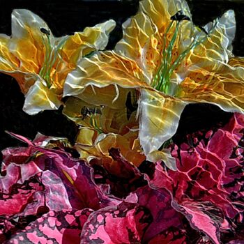 Photography titled "lys jaune et feuill…" by Aquartistiq, Original Artwork, Digital Photography