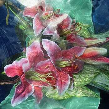 Photographie intitulée "lys roses." par Aquartistiq, Œuvre d'art originale, Photographie numérique